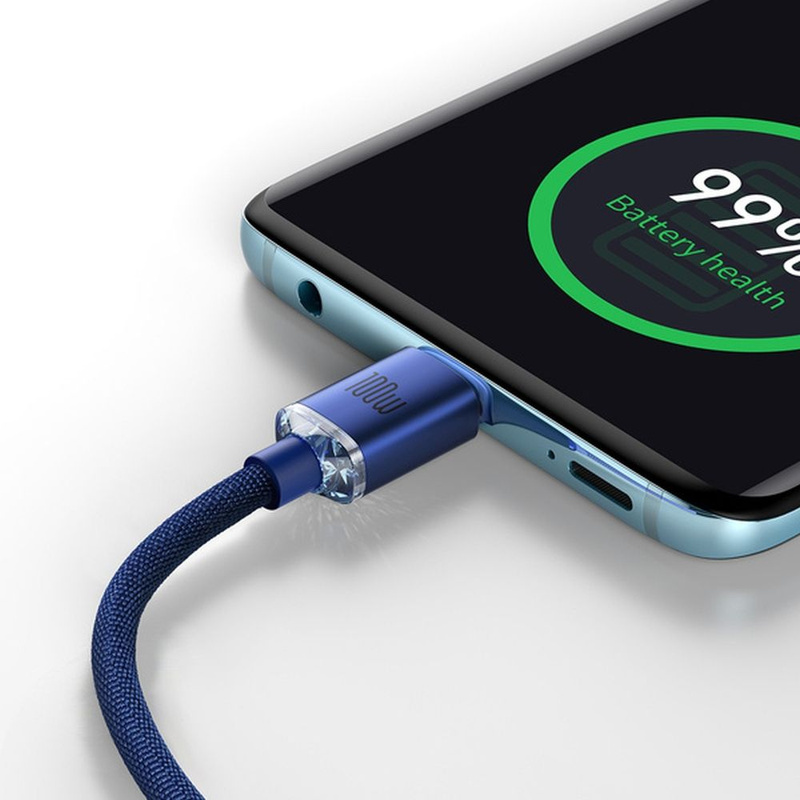 Baseus Crystal Shine Series Fast Charging Data Cable Type-C to Type-C 100W 1.2m Blue