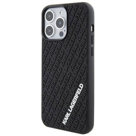 Karl Lagerfeld 3D Rubber Multi Logo Hülle für iPhone 15 Pro Max – Schwarz