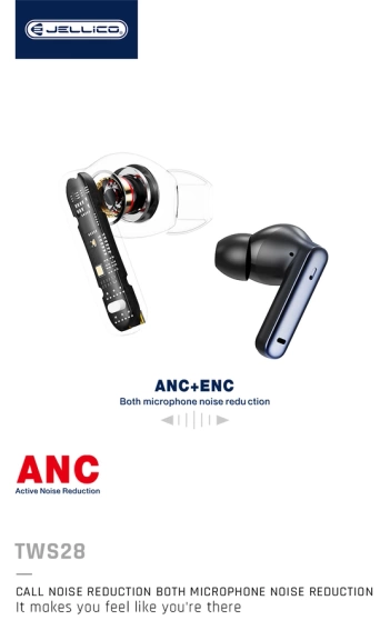 JELLICO kabellose Kopfhörer (ANC+ENC) TWS28 schwarz