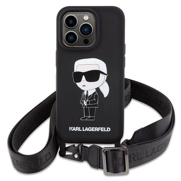 Karl Lagerfeld KLHCP15XSCBSKNK iPhone 15 Pro Max 6,7&quot; Hardcase schwarz/schwarz Crossbody Silikon Ikonik