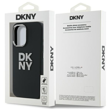 DKNY nakładka HC Silicone Stack Metal Logo do iPhone 16 6,1" czarna