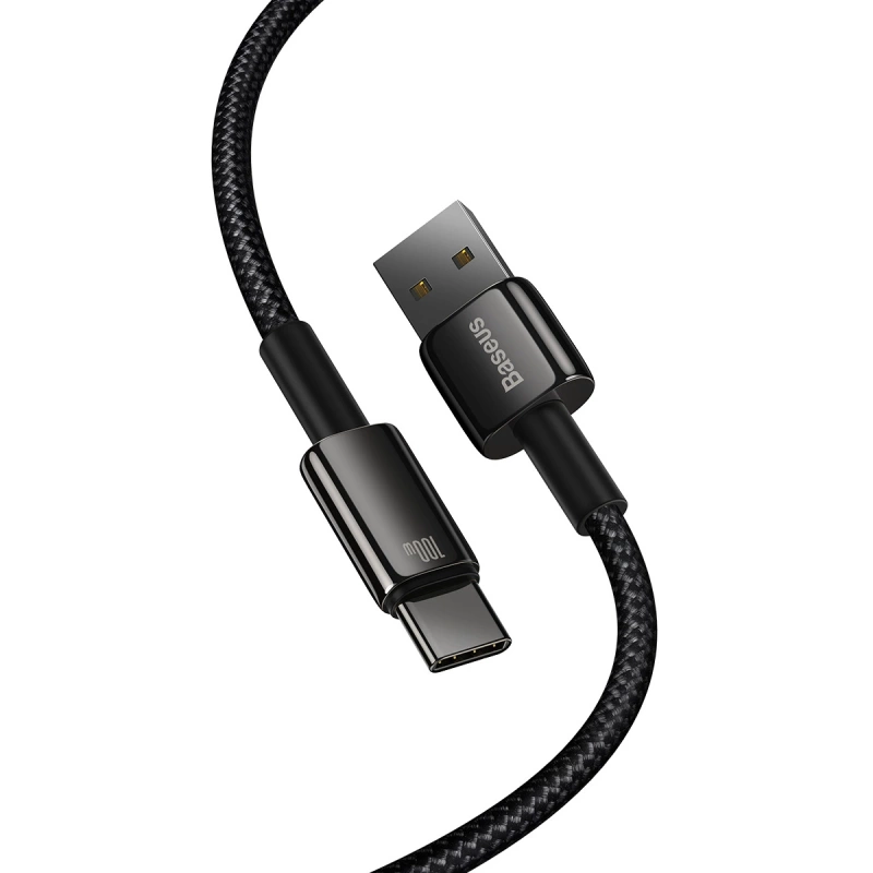 Baseus Tungsten Gold cable USB-A - USB-C 480Mb/s 100W 2m black (CAWJ000101)