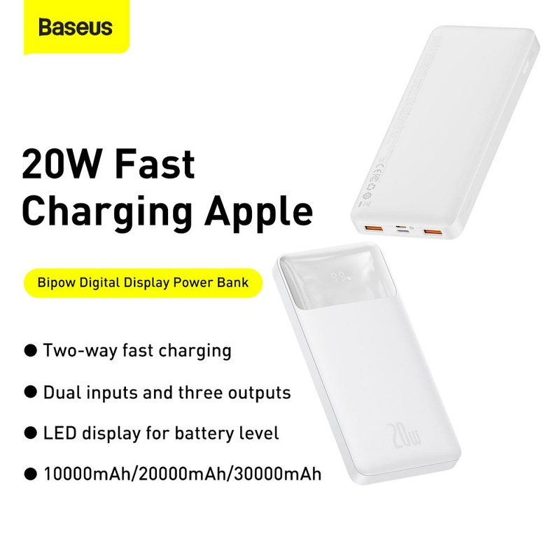 Powerbank Baseus Bipow 10000mAh, 20W (white)