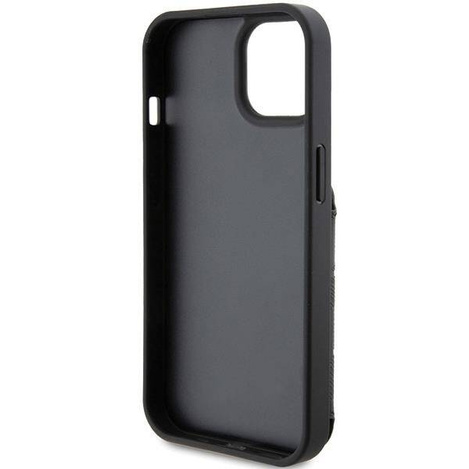 Etui Karl Lagerfeld Saffiano Cardslots and Stand Monogram Ikonik Patch do iPhone 15 - czarne