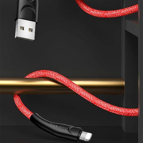USAMS Kabel pleciony U41 lightning 1m 2A czerwony/red SJ391USB02 (US-SJ391) Fast Charge