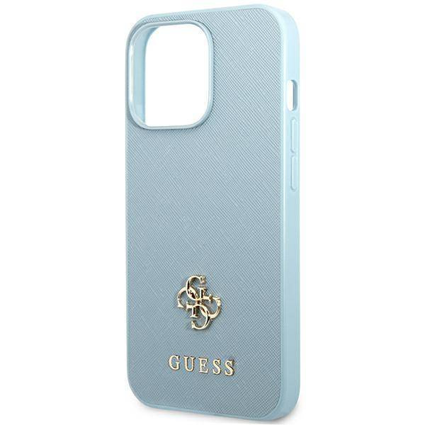 Oryginalne Etui IPHONE 13 PRO Guess Hardcase Saffiano 4G Small Metal Logo (GUHCP13LPS4MB) niebieskie