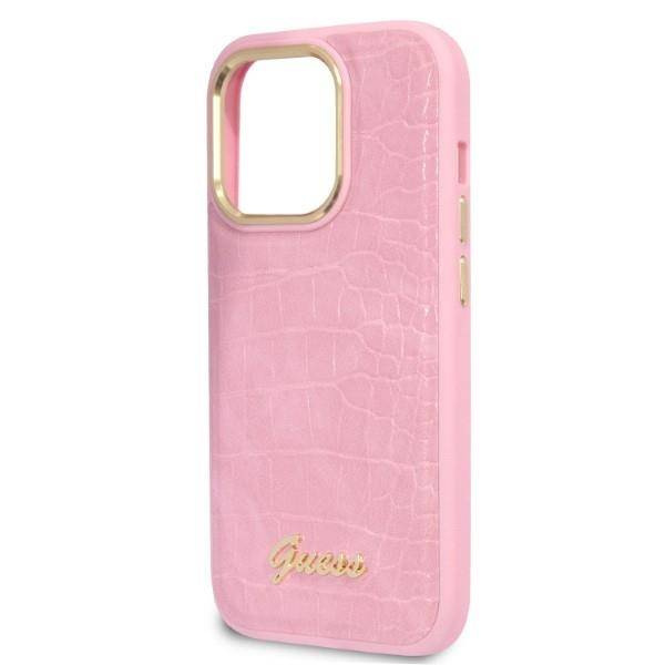 Guess Croco Collection - Etui iPhone 14 Pro (różowy)