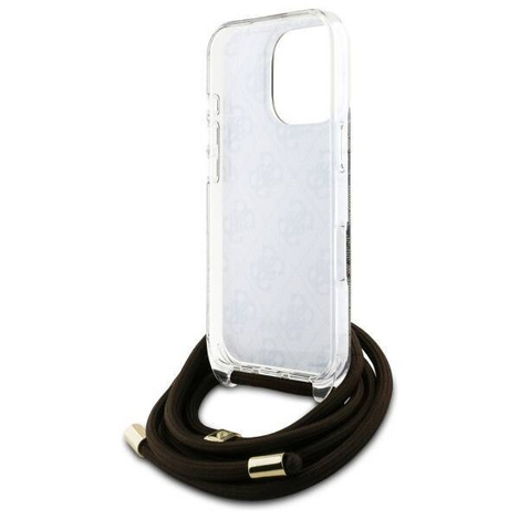 Original Handyhülle IPHONE 16 PRO Guess Hardcase Crossbody Cord 4G Print (GUHCP16LHC4SEW) braun