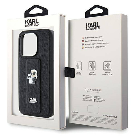 Karl Lagerfeld nakładka do iPhone 13 Pro 6,1" KLHCP13LGSAKCPK HC GRIPSTAND SAFFIANO KC PINS czarna