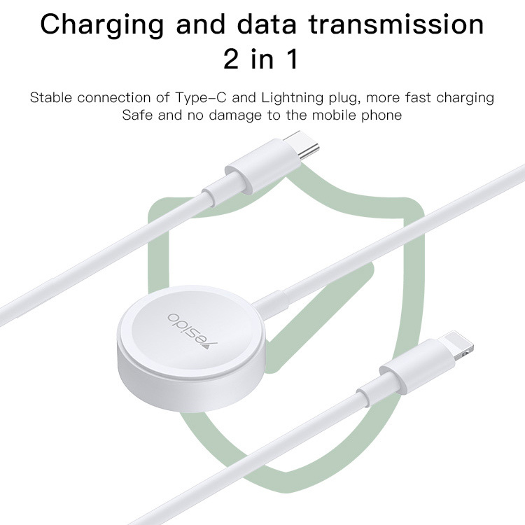 Yesido Ładowarka indukcyjna CA113 do smartwatch Apple Watch z kablem Typ C na Lightning biała