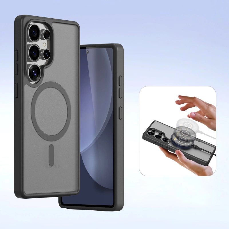 Dux Ducis Lawa Leather Case for Samsung Galaxy S25 Ultra with Detachable Magnetic Wallet - Black