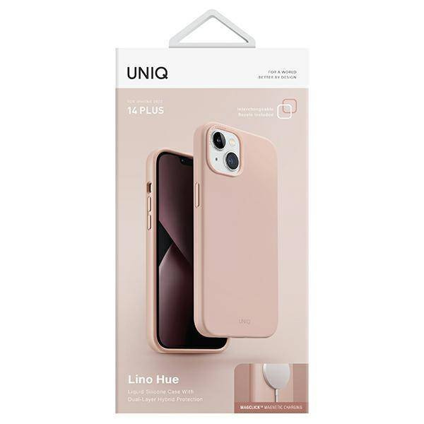 Uniq Hülle Lino Hue iPhone 14 Plus 6.7&quot; Magclick Charging pink/blush pink