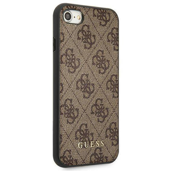 Original Handyhülle IPHONE SE 2022 / SE 2020 / 7 / 8 Guess Hard Case 4G Metal Gold Logo (GUHCI8G4GFBR) braun