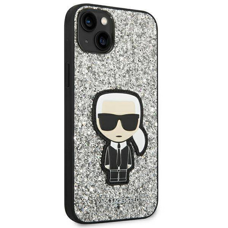 Oryginalne Etui IPHONE 14 PLUS Karl Lagerfeld Hardcase Glitter Flakes Ikonik (KLHCP14MGFKPG) srebrne