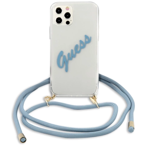Guess GUHCP12MCRTVSBL iPhone 12/12 Pro 6,1" niebieski/blue hardcase Script Vintage