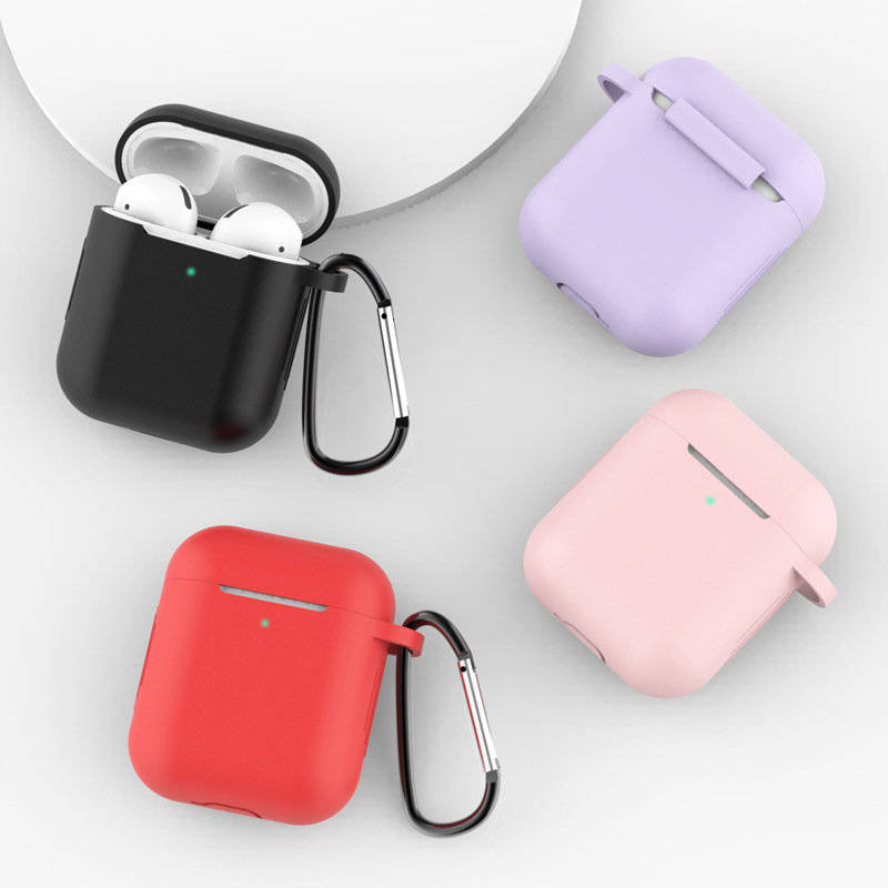 Case for AirPods Pro soft silicone earphones cover + clip hook pink (case D)