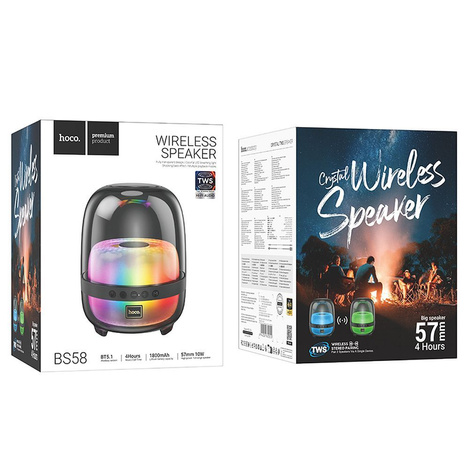 HOCO głośnik bluetooth z podświetleniem BS58 czarny