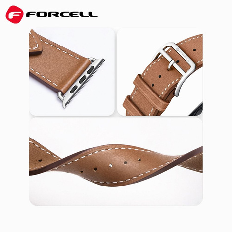 Pasek do Apple Watch Forcell F-Design FA20 magnetyczny skóra ekologiczna 42 / 44 / 45 / 49 mm brązowy