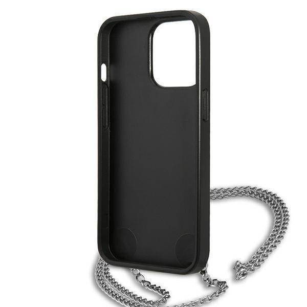 Oryginalne Etui IPHONE 13 PRO MAX Karl Lagerfeld Hardcase Leather Textured And Chain (KLHCP13XPMK) czarne