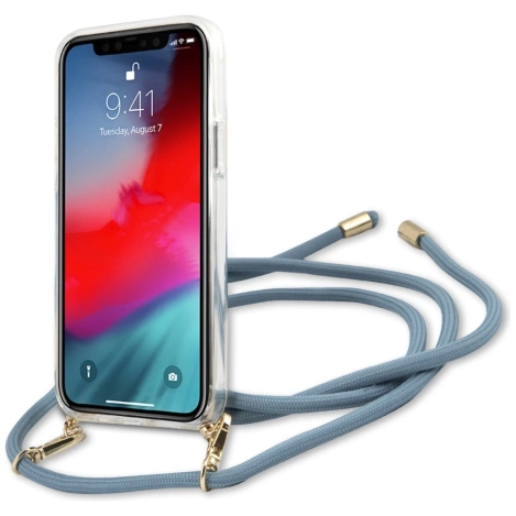 Guess GUHCP12LCRTVSBL iPhone 12 Pro Max 6,7" niebieski/blue hardcase Script Vintage