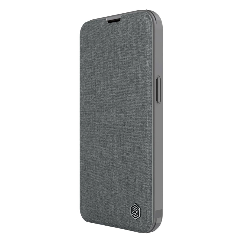 Nillkin Qin Cloth Pro Case Schutzhülle für iPhone 14 Plus, Kamera-Abdeckung, Holster-Abdeckung, Klapphülle, Grau