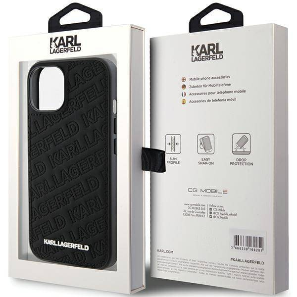 Karl Lagerfeld nakładka do iPhone 15 Plus 6,7&quot; KLHCP15MPQKPMK czarna HC QUILTED K PATTERN