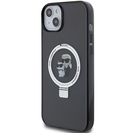 Karl Lagerfeld KLHMP15SHMRSKCK iPhone 15 6,1" schwarz/schwarz Hardcase Ringständer Karl&amp;Choupette MagSafe