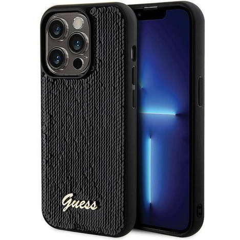 Guess nakładka do iPhone 13 Pro 6,1&quot; GUHCP13LPSFDGSK HC SEQUIN SCRIPT METAL czarna