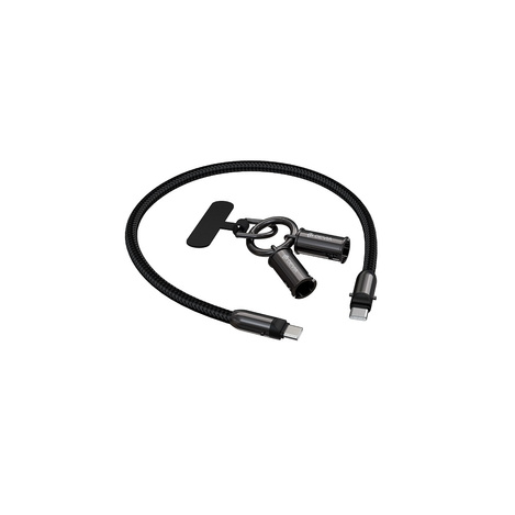 Devia kabel uniwersalna smycz 2w1 PD USB-C - USB-C 0,3 m 60W czarny