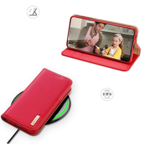 DUX DUCIS Hivo - skórzane etui portfelik do Samsung Galaxy S24 Plus czerwone