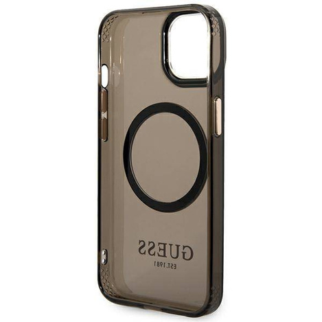 Guess Gold Outline Translucent MagSafe - Etui iPhone 14 (czarny)