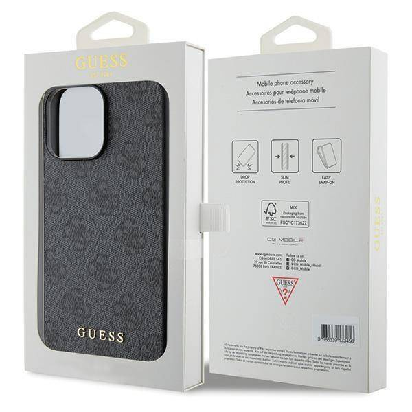 Guess 4G Metal Gold Logo Hülle für iPhone 15 Pro Max – Grau