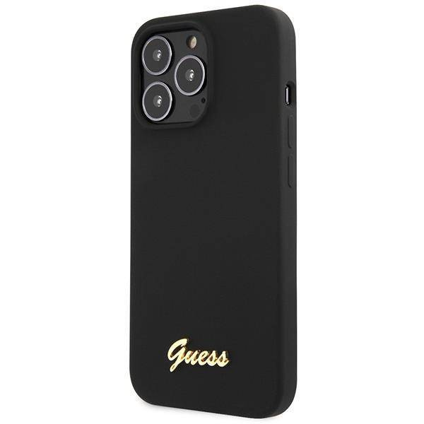 Guess GUHCP13XLSLMGBK iPhone 13 Pro Max 6,7" schwarz/schwarzes Hardcase Silikon Script Gold Logo