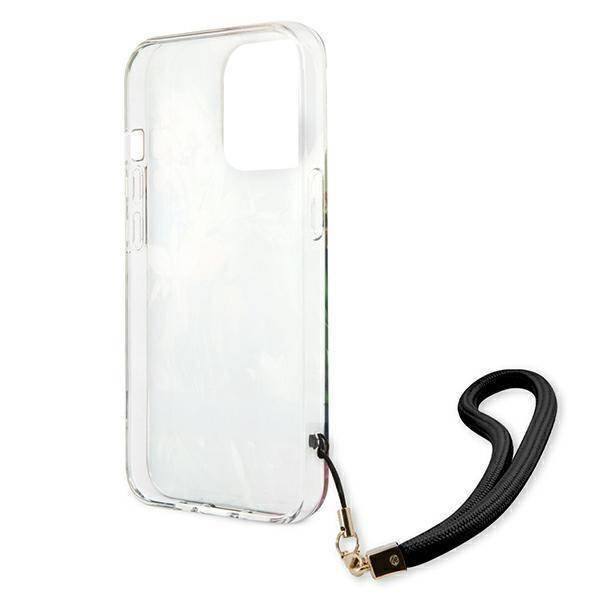 Schutzhülle IPHONE 13 PRO MAX Guess Hardcase Flower Strap (GUHCP13XHFLSB) blau
