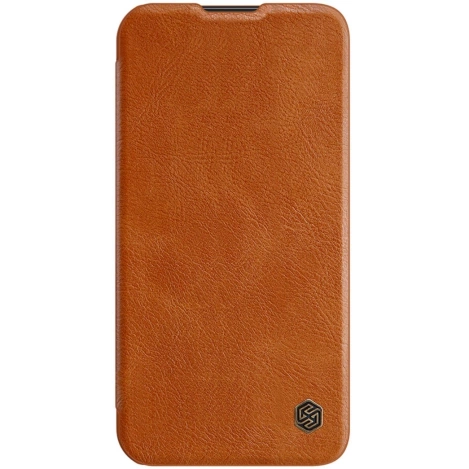 Nillkin Qin Leder Pro Hülle iPhone 14 Plus Kamera Cover Holster Cover Flip Case Braun