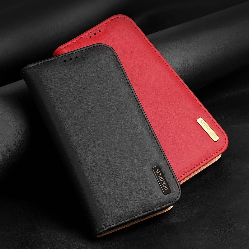 Dux Ducis Hivo echt Leder booktype case schutzhülle aufklappbare hülle für iPhone 14 Pro Max rot