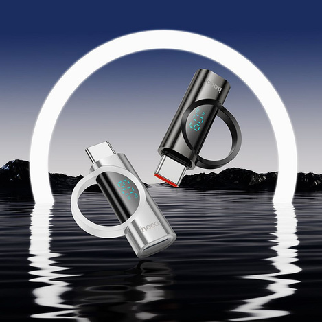 HOCO adapter Typ C (męski) do Lightning (żeński) z wyświetlaczem 3A 60W UA32A srebrny