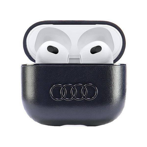 Original Handyhülle APPLE AIRPODS 3 Audi Leather Big Logo Cover (AU-AP3-GT/D3-BK) schwarz