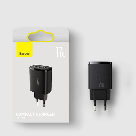 Baseus Compact Ladegerät 3x USB 17W schwarz (CCXJ020101)