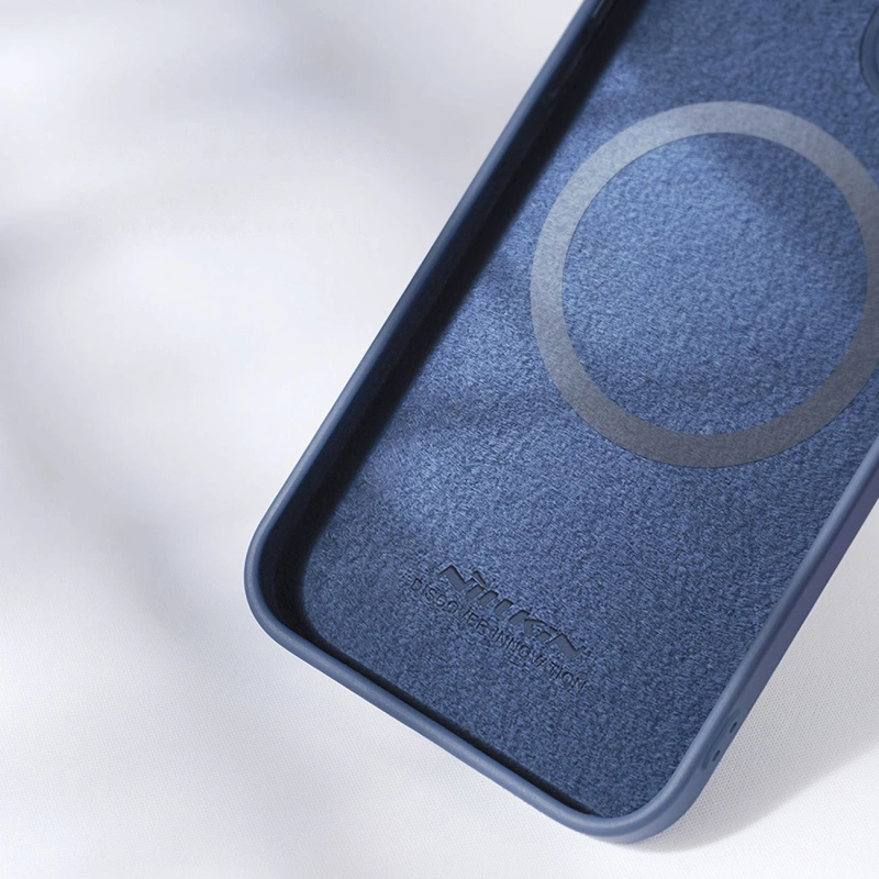 Nillkin CamShield Magnetic Silicone Case iPhone 14 Pro Max Magnetic MagSafe Cover with Camera Protector Blue