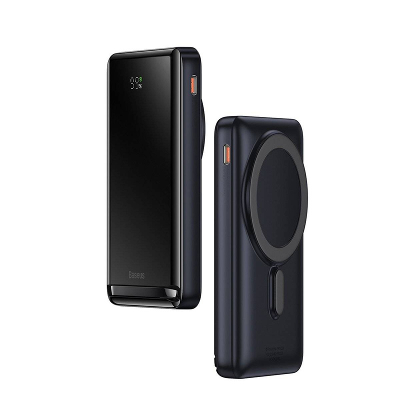 Baseus Magnetic Bracket Powerbank mit MagSafe Wireless Charging 10000mAh 20W Overseas Edition weiß (PPCX000202) + USB Type C Baseus Xiaobai Series 60W 0.5m