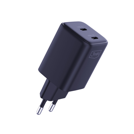 3MK Hyper Charger PD 45W ład. sieć. czarna/black + 2x USB-C Cables
