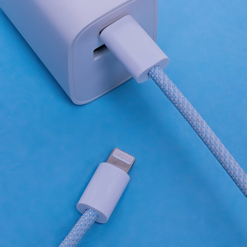 Maxlife kabel MXUC-06 USB-C - Lightning 1,0 m 20W niebieski nylonowy