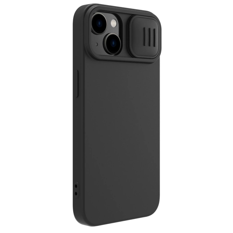 Nillkin CamShield Silky Silikonhülle für iPhone 15 Plus mit Kameraschutz – Schwarz