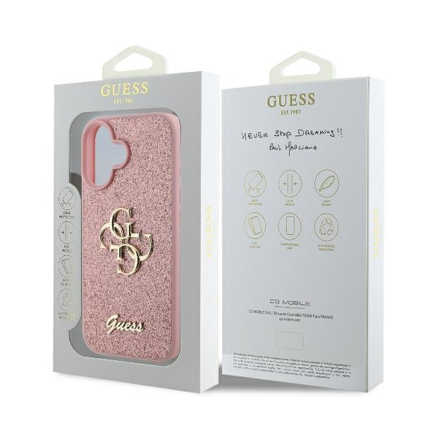 Guess GUHCP16SHG4SGP iPhone 16 6.1" różowy/pink hardcase Fixed Glitter Big 4G