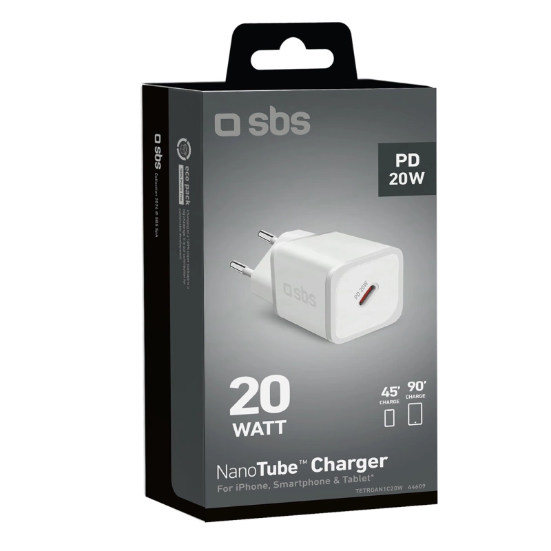 Ładowarka sieciowa SBS TETRGAN1C20W 20W GaN z Power Delivery - biała