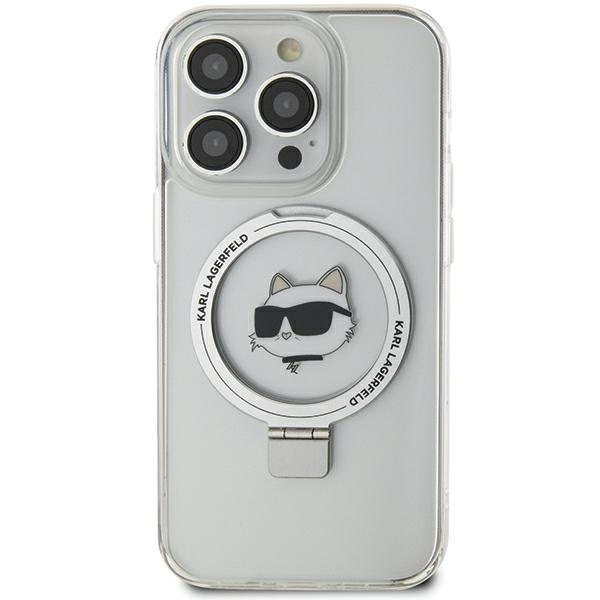 Karl Lagerfeld KLHMP15XHMRSCHH iPhone 15 Pro Max 6,7&quot; weiß/weiß Hardcase Ring Stand Choupette Head MagSafe