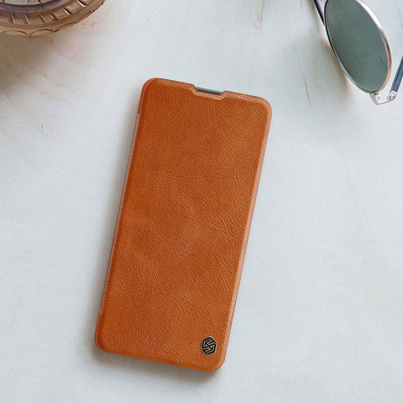 Nillkin Qin Case etui do Xiaomi Redmi Note 11 Pro+ (China) / Redmi Note 11 Pro (China) osłona na aparat kabura pokrowiec obudowa z klapką brązowy