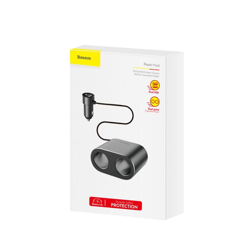 Baseus ładowarka samochodowa 2x USB 3.1A (17W) + 2x gniazdo zapalniczki (80W) czarny (CRDYQ-01)
