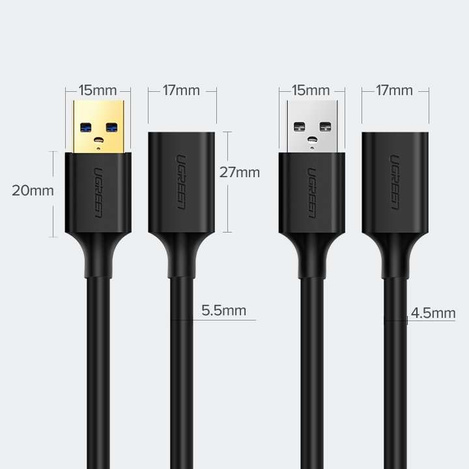 Ugreen Kabelverlängerungskabel USB 3.0 (weiblich) - USB 3.0 (männlich) Adapter 1m schwarz (10368)